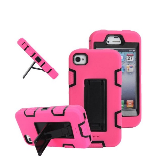 iPhone 4s case iPhone 4 case MagicSky Robot Series Hybrid Armored Case with Kickstand for Apple pink